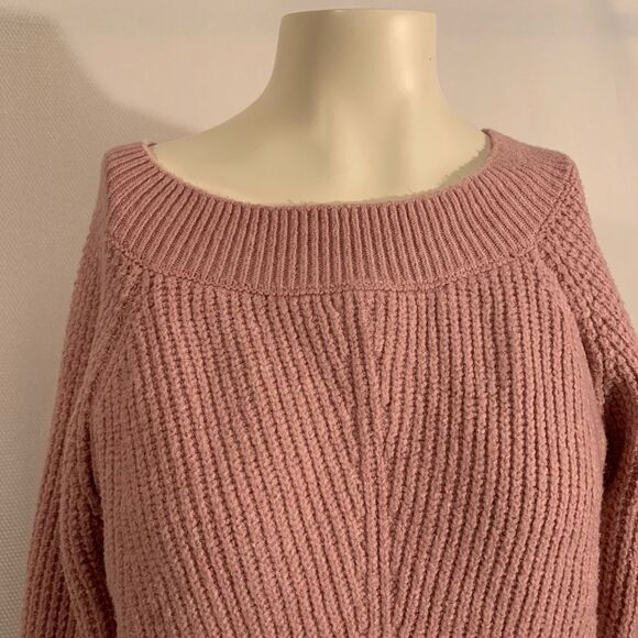 LOFT Outlet Womens Cozy Boat Neck Ribbed Knit Sweater Pink Size XL - Picture 3 of 10